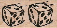 Dicey Duo 1 1/2 x 2 3/4" Rubber Stamp, Gambling Stamp, Casino Stamp