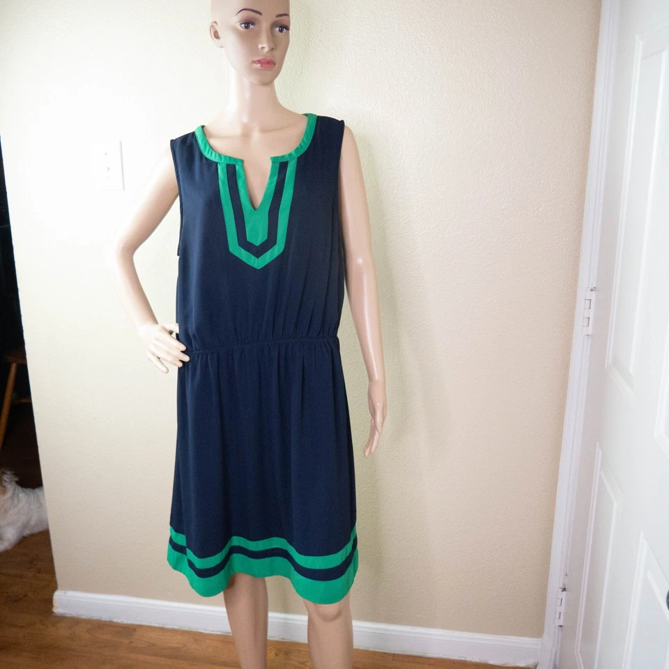 Vestido sin mangas Hawthorn XL Flynn colorblock azul verde para mujer Foto 3 de 4