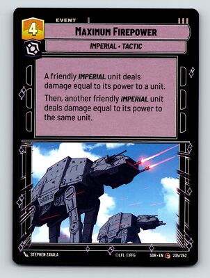 Maximum Firepower Imperial Tactic Event Card Aggression Villainy 4 No HP