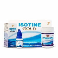 Isotine Gold Pack Isotine Plus Eye Drops 4x10ml & Isoneuron Capsules-60-caps FS