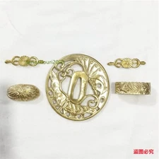 Brass Carved Butterfly TSUBA FUCHI KASHIRA MENUKI Japanese Sword Samurai Katana