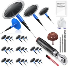 Tire Repair Patch Tool Kit Includes 24PCS Tire Patch Plugs1.42"&1.81"&2.36"Ti...