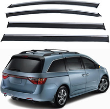 4Pcs Smoke Tint with Chrome Trim outside Mount Tape On/Clip on Style PVC Sun Rai