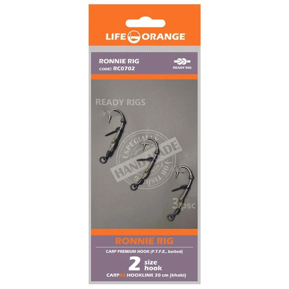 RONNIE RIG Karpfen Vorfachhaken 3-12 St. Life ORANGE fertige Carp Pop Up Montage - Bild 2 von 4