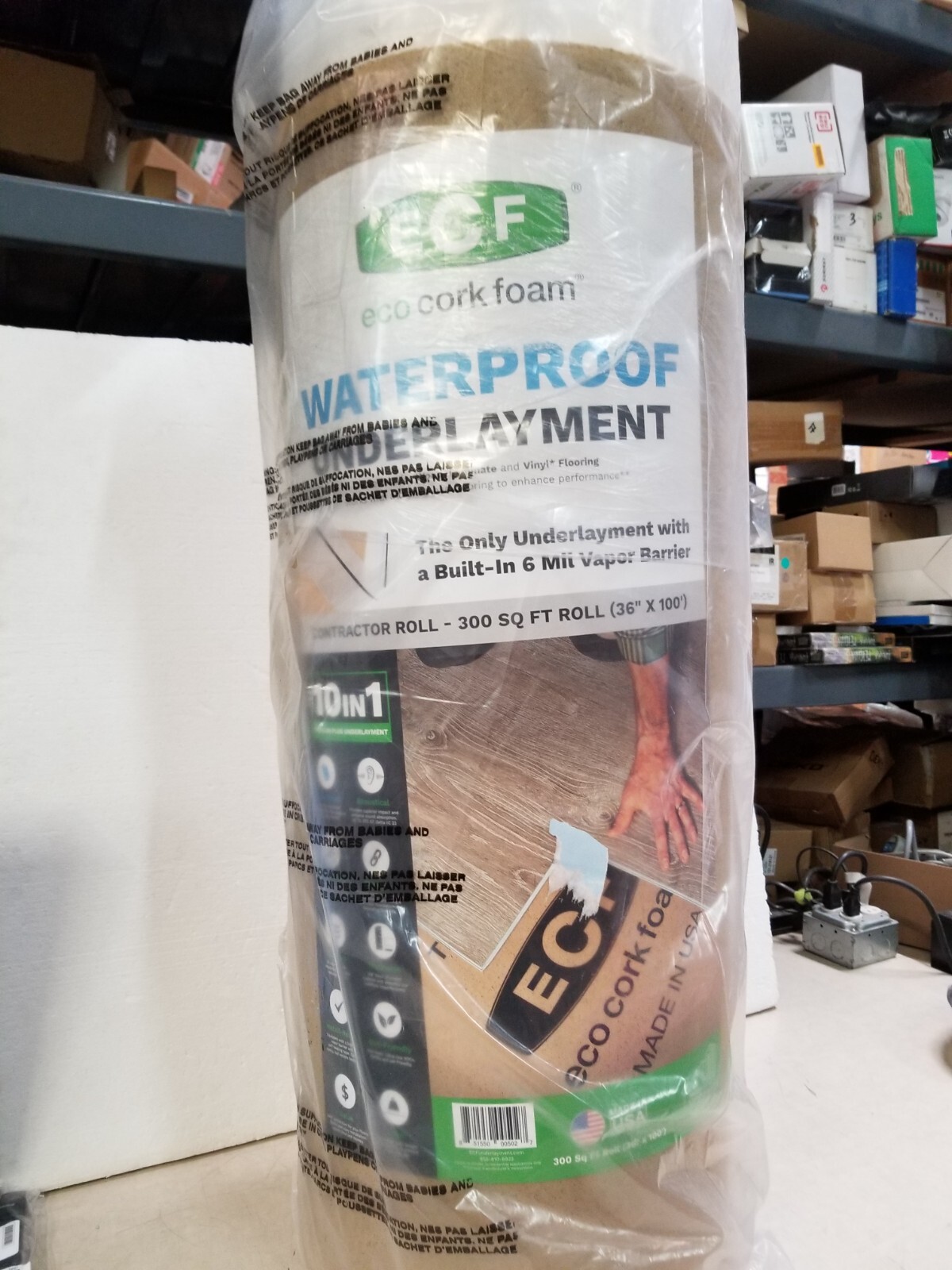 Eco Cork Foam Underlayment 300sqft 3' X 100' x3.2mm Waterproof