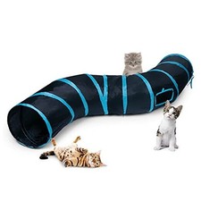 Sheldamy Cat Tunnel, S-2-Way Cat Tunnels for Indoor Cats, S-2 Way Black Blue