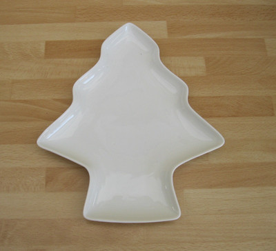 Weihnachten Weihnachtsbaum Form Teller, weiß Keramik 19 cm festlich Knabber Snacks Schale