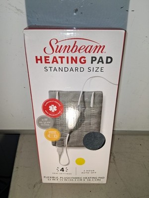 Sunbeam Standard S Electric Heating Pad Slate Gray Plush 4 Heat Settings AutoOff