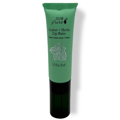 100% PURE Lysine + Herbs Healing Lip Balm Natural 1 count (Pack of 1), Green