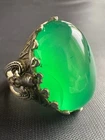 Vintage 925 Sterling Silver Large Green Agate Ring Handmade Size 10.5 US