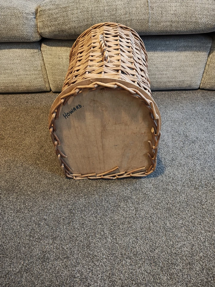 Cesta transportadora vintage de mimbre para gatos con puerta de metal animal pequeño mascota perro Foto 3 de 4