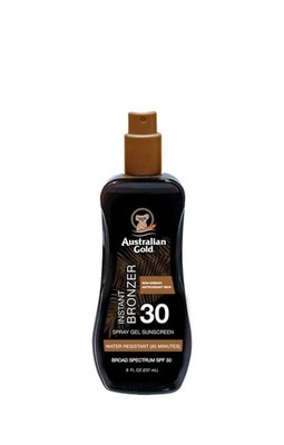 Australian Gold Spray Gel Sunscreen Instant Bronzer SPF 30 New 1 Cracked Lid