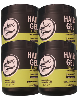 4 Pack Rolda Hair Gel Black Extra Strong Hold Covers Grays 17.6 oz Each