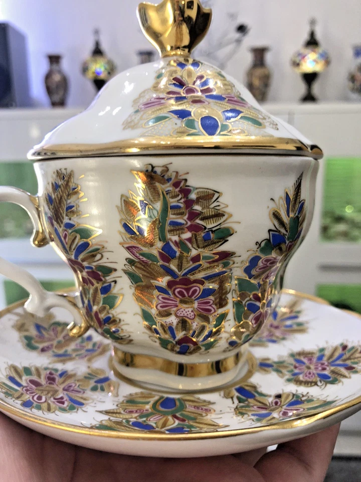Lomonosov  Porzellan Deckeltasse“Fantastische  Blumen“Worobjewskij,  Rar - Bild 4 von 4