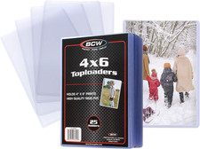 4X6 Photo  Postcard Topload Holders   25 Pack  Blue-Tinted 4X6 Toploader Prote