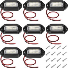 8 PCS White LED License Plate Light, 6-SMD Waterproof Tag Lights, 12V-24 DC Lamp