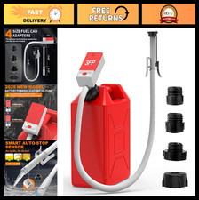 Portable Fuel Transfer Pump with Auto Stop, 3.2 GPM, 51" Hose, 4 Tank Adapters,