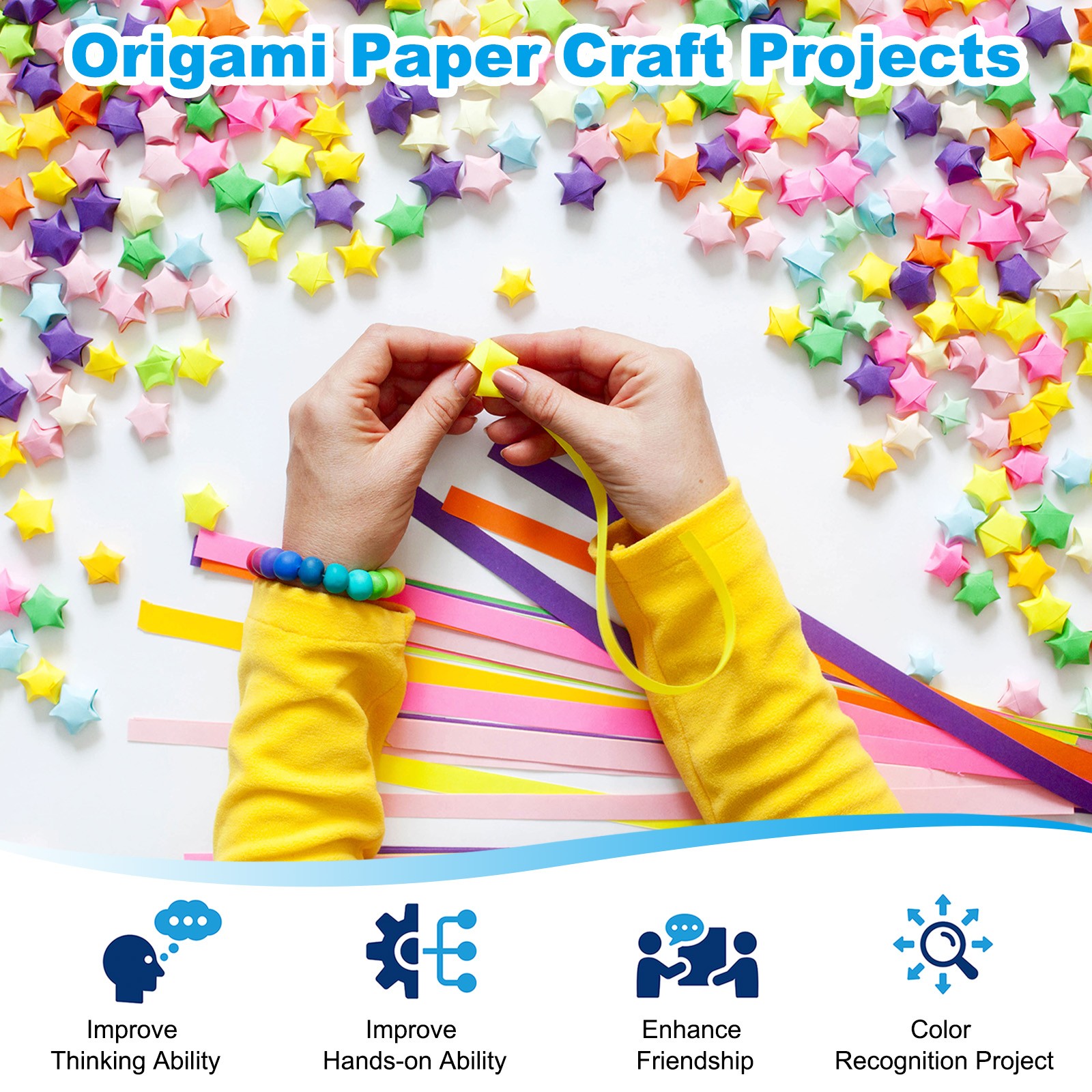 9.4x1/2" Origami Star Paper, 2700Pcs Star Paper Strip, Multicolored