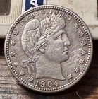 1904 Barber Quarter Nice Sharp AU Details CHRC
