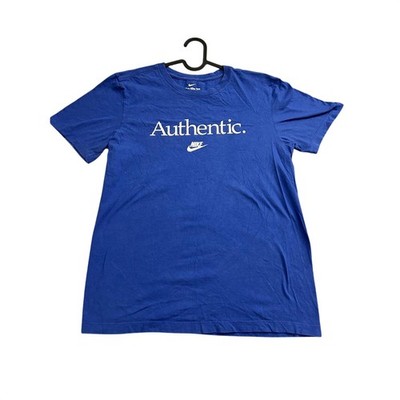 Nike Authentic Graphic T-Shirt Blue Short Sleeve Crewneck Swoosh Logo Womens S