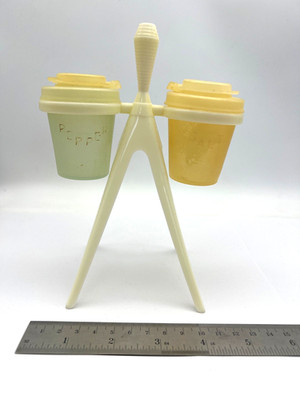 Vintage TUPPERWARE Atomic Stand Salt & Pepper Shakers Toothpick Holder 101-15