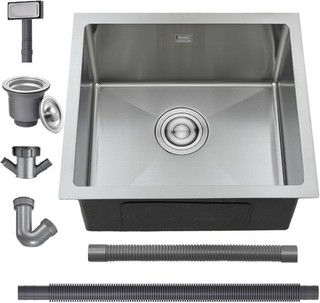 Single Bowl Kitchen Sink 45x45x20cm Drop in Brushed Stainless Steel for Auction