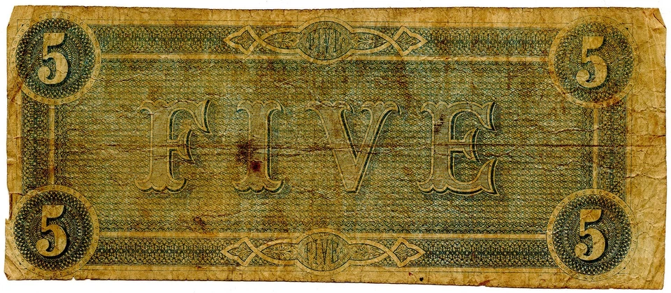 1864 $5 Richmond, VA Confederate Note SN #92574 - Image 2 of 2
