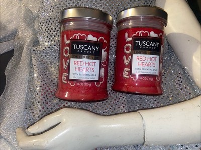 Lot of 2 Tuscany Valentine s Day candle 18 ounces new! 2 Wick. Red Hot Hearts