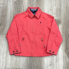RARE Vtg 90s Polo Ralph Lauren Harrington Full Zip Jacket Youth Boys Sz 6 Salmon