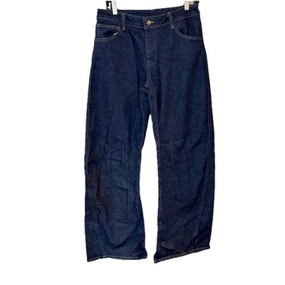 Zara ZW COLLECTION CRACKLED BARREL LOW-RISE JEANS Dark Wash $99 Size 8