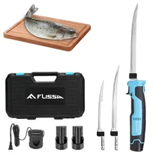 FLISSA Cordless Electric Fillet Knife for Fish with 8" and 10" Stainless Stee...
