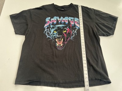 Savage Panther 80s Style T Shirt Adult 3XL Black Graphic Festival Upcycle