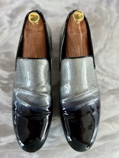 Jimmy Choo Patent Leather Silver And Black Tuxedo Loafer Men's 10.5 US