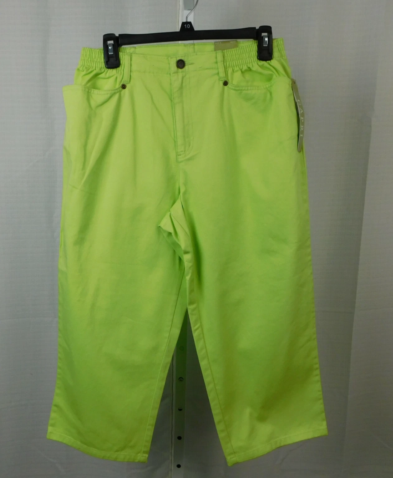 Blassport Straight Leg Elastic Waist Cotton Capri Pants Size 8 Lime Green
