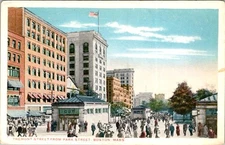 Tremont Street Boston Postcard Park Street Tichnor Bros 1940s Subway Common