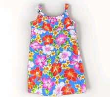 Vtg Royal Creations Dress Size Large Bright Colorful Floral Hawaiian Short
