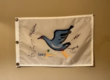 Tom Lehman Vijay Singh Jim Furyk  Autographed Sony Open Hawaii Golf Pin Flag