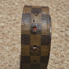 Louis Vuitton Brown Dark Brown Checkered Men's Dress Belt Designer Fashion