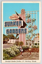 St Petersburg FL Sunken Gardens Entrance Sign Postcard