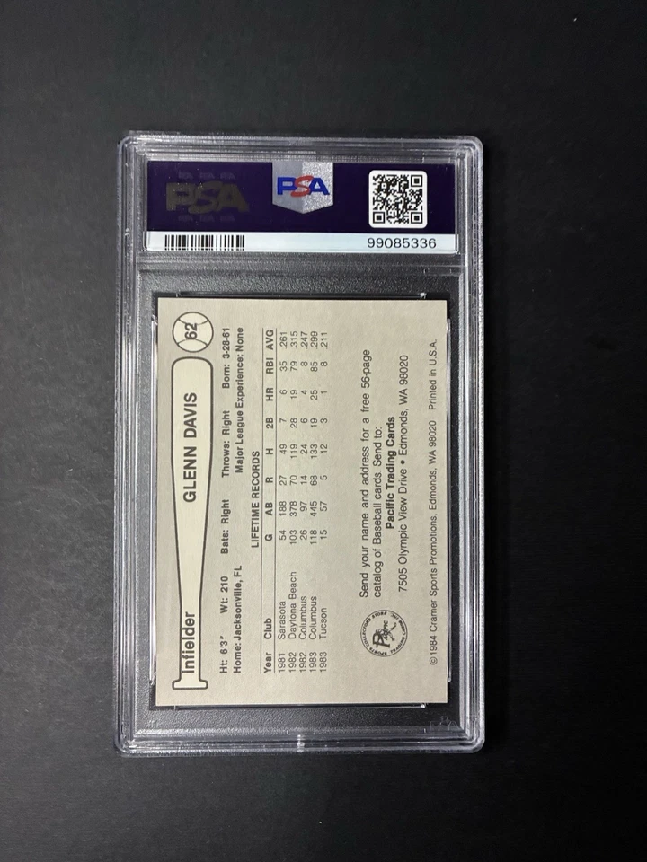 1984 Cramer Glenn Davis PSA 8 Tucson Astros Houston - Image 2 of 2