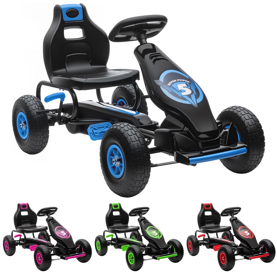 HOMCOM Go Kart a Pedali per Bambini con Sedile Regolabile