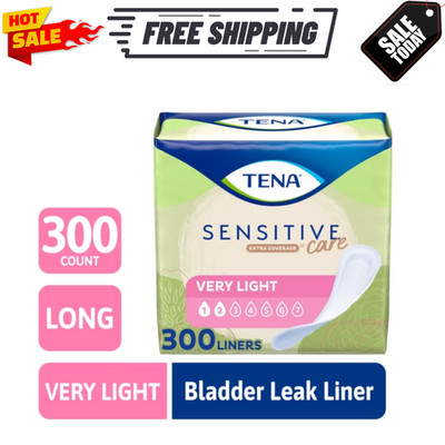 Tena Sensitive Care Extra Coverage Very Light Bladder Leakage Liner, 300 Count