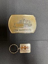 Vintage 1970s Komatsu D65 Heavy Machinery Bulldozer Brass Belt Buckle W/keychain