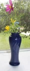 Haeger 1990’s MCM Art Pottery Dark Navy Blue Ribbon Design Ceramic Vase 8.5”T