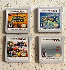 Nintendo 3DS Cartridge Game Lot: Pokemon Ultra Sun/X, Smash Bros, Mario Kart 7