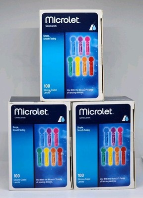 Bayer Microlet Lancets Silicone-Coated 28G Smooth Testing 100 Each Pack of 3