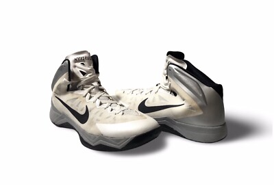 Nike Men s Zoom Hyperquickness White Silver Basketball Shoes Size 12.5