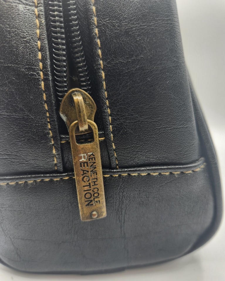 Cole Reaction Leather Toiletry Case Travel Bag, Black, EUC eBay