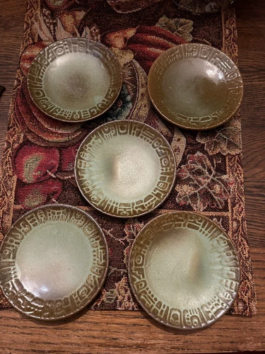 Lot Of 4 Frankoma Small Plates ( Around 5 1/4 In ) Green & Brown