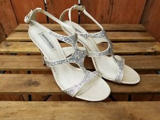 Benjamin Adams Champagne White Ankle Strap Open Toe Pumps Size 7.5